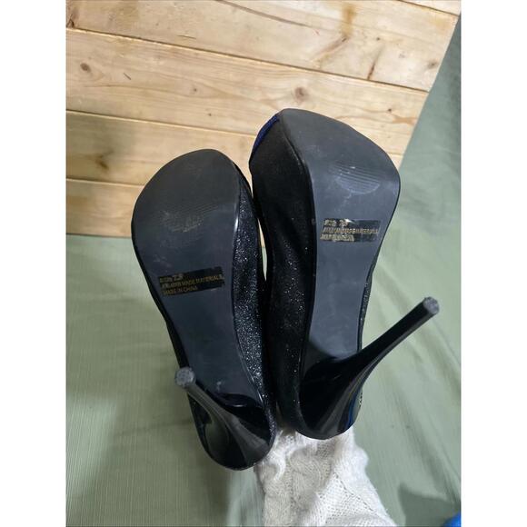 Qupid Black Glitter Platform 6" Stiletto Stripper Heels Sz 7.5 Daydream-45 Pumps - Picture 6 of 8
